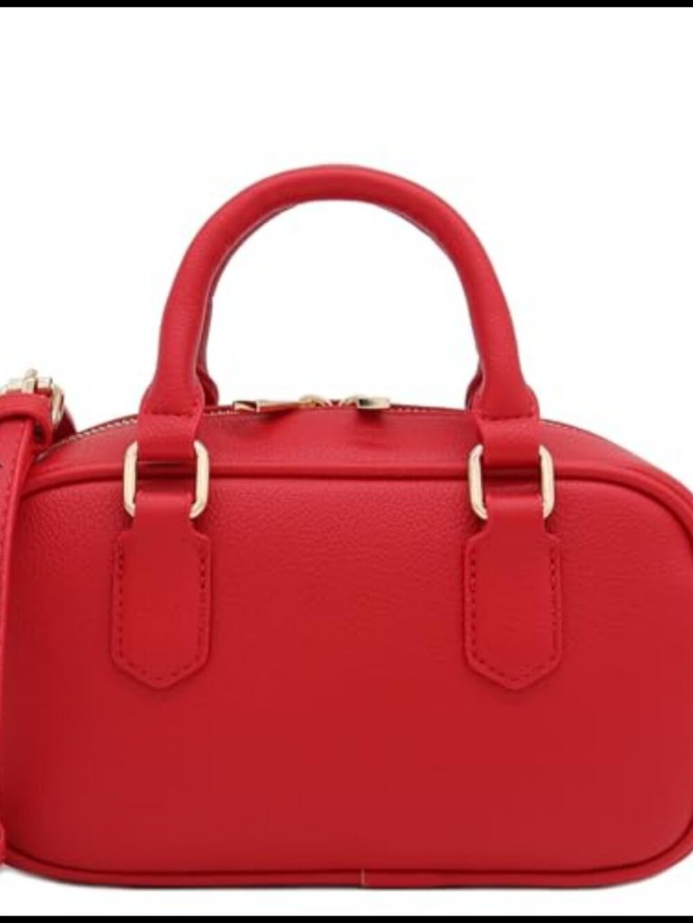 Mini PU Leather Satchel Purse Top Handle Crossbody Bag Gold Tone
